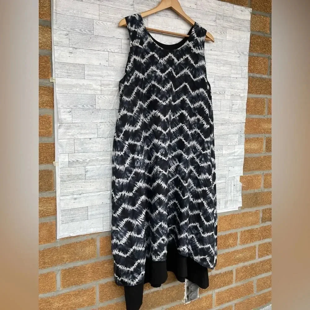 Eskandar CHEVRON Shibori Silk Double Layer Pinny Dress Size 1 /10/12 - Picture 4 of 11